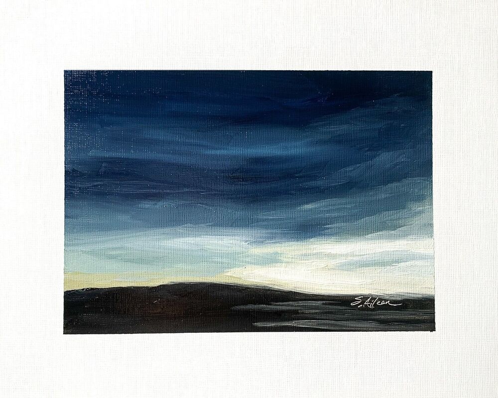 8x10 Original Oil Painting Landscape Dark Sky Modern Contemporary Sunrise Signed